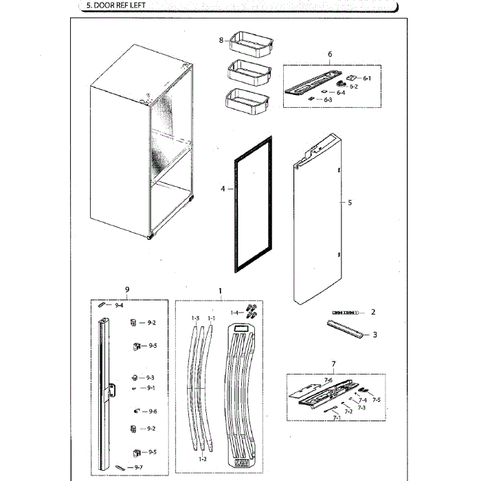 Fridge Door Lt Diagram and Parts List for RF261BEAESG AA-01 Samsung Refrigerator