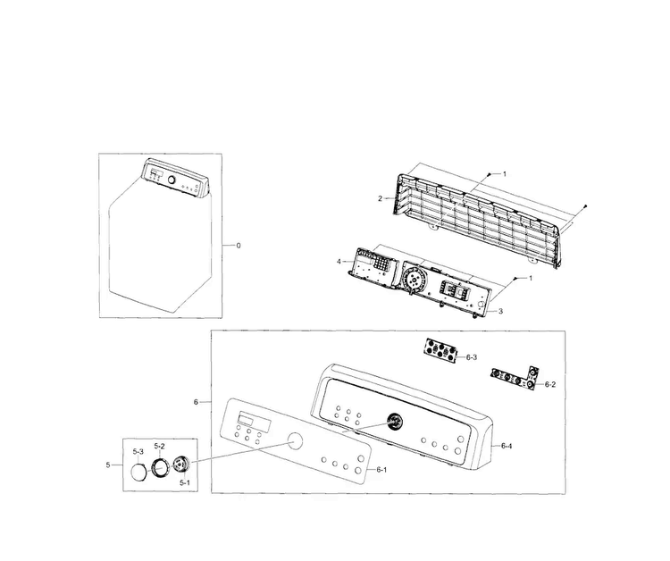 Control Panel Diagram and Parts List for DV5471AEP XAA-0003 Samsung Dryer