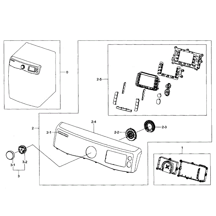 Control Panel Diagram and Parts List for DV435GTGJWR A1-01 Samsung Dryer