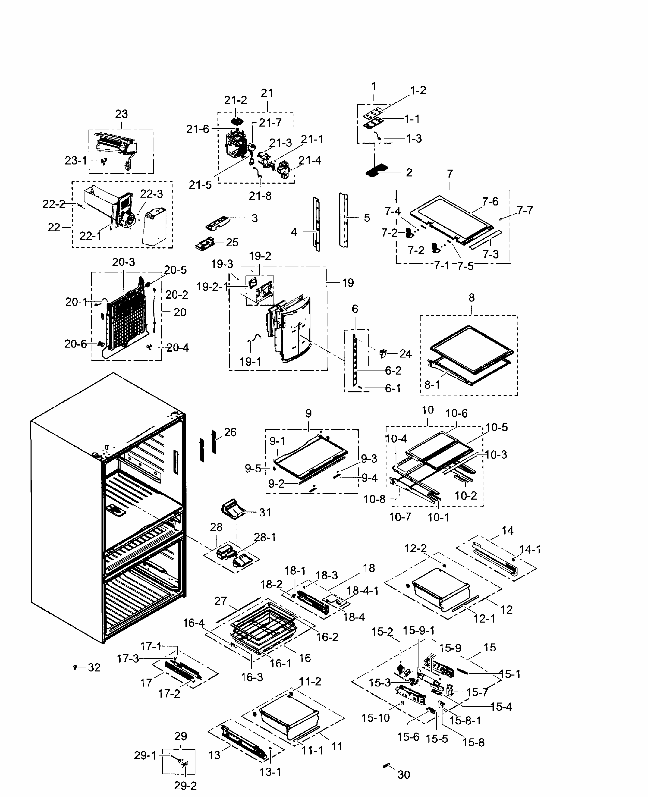 Fridge Diagram and Parts List for RF31FMEDBBC AA-0006 Samsung Refrigerator