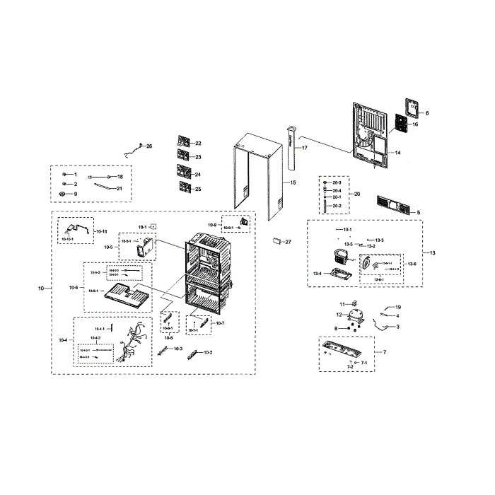 Cabinet 2 Diagram and Parts List for RF22NPEDBSR AA-01 Samsung Refrigerator