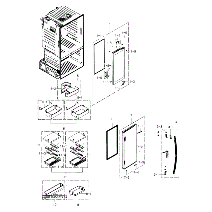 Fridge Door R Diagram and Parts List for RF23HTEDBSR AA-03 Samsung Refrigerator