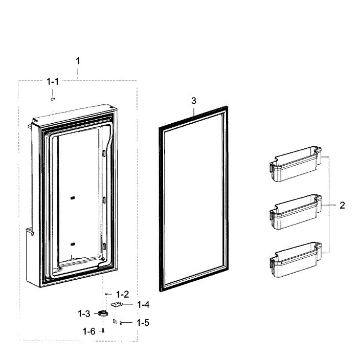 Freezer Door L Diagram and Parts List for RF23J9011SR AA-05 Samsung Refrigerator