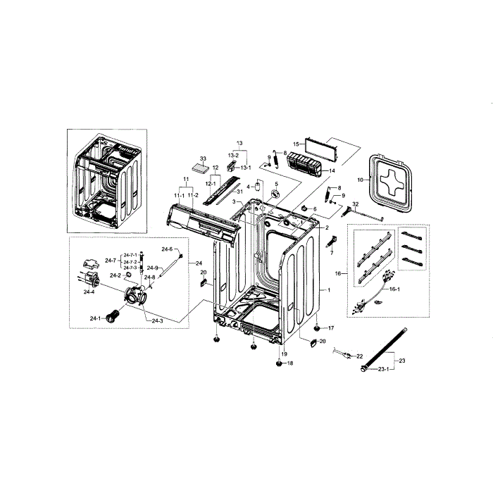 Frame And Cover Diagram and Parts List for WF448AAP XAA-05 Samsung Washer
