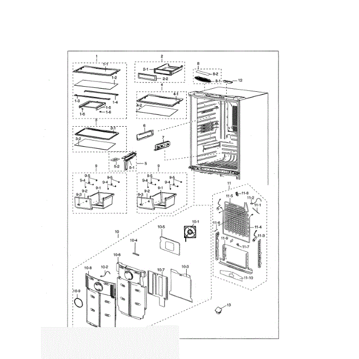 Fridge Diagram and Parts List for RF18HFENBSR AA-00 Samsung Refrigerator