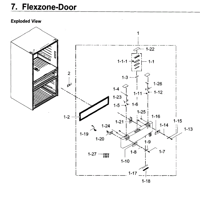 Flexzone Diagram and Parts List for RF22KREDBSR AA-03 Samsung Refrigerator