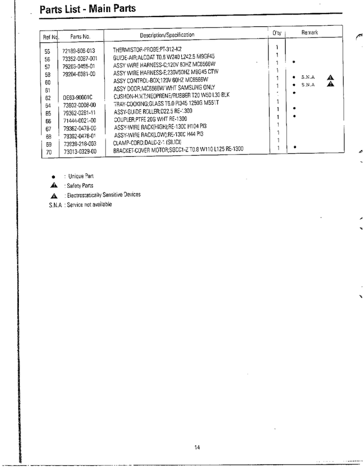 Complete Microwave Oven Page 3 Diagram and Parts List for MC6566W XAA Samsung Microwave