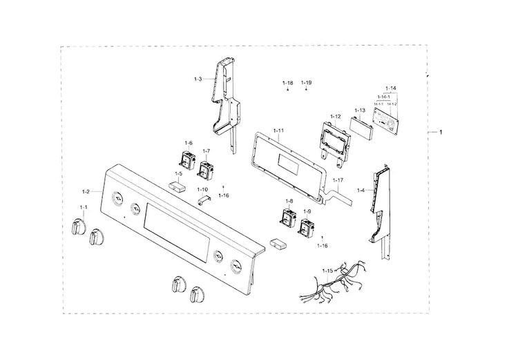 Control Panel Diagram and Parts List for NE59J7850WS AA-0000 Samsung Range