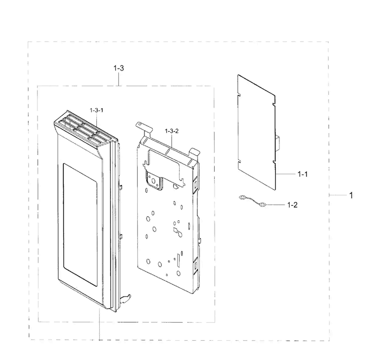 Control Pane Diagram and Parts List for ME21H706MQS AA-0001 Samsung Microwave