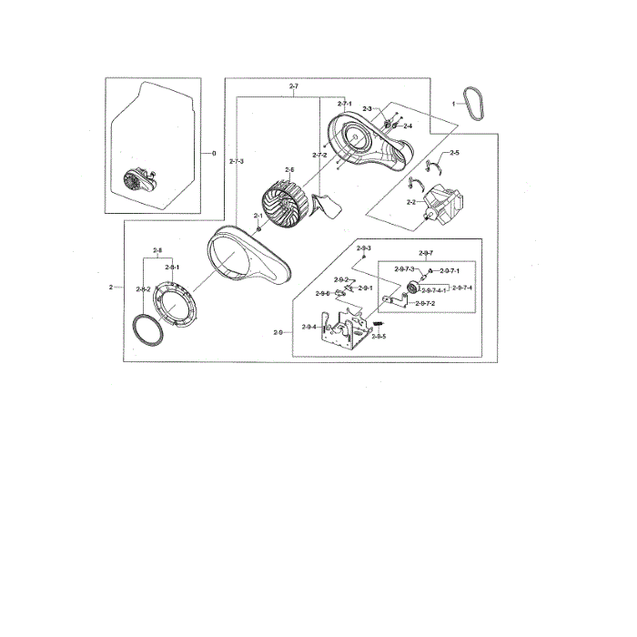 Motor Duct Diagram and Parts List for DV476ETHAWR A1-00 Samsung Dryer
