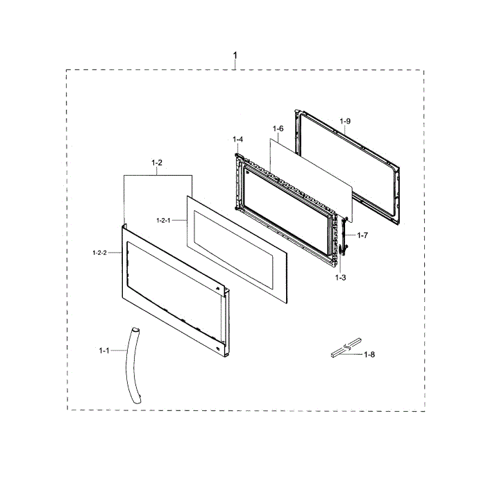 Door Diagram and Parts List for ME17H703SHS AA-01 Samsung Microwave Oven Combo