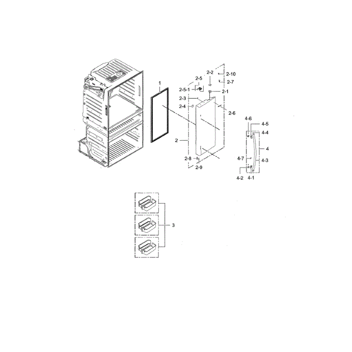 Right Refrigerator Door Diagram and Parts List for RF28HMEDBSG AA-00 Samsung Refrigerator