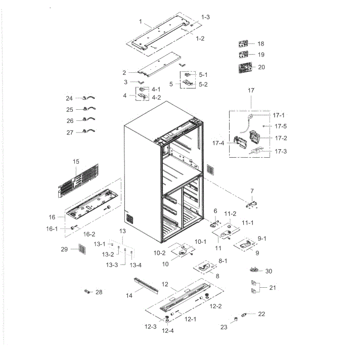 Cabinet Diagram and Parts List for RF34H9950S4 (AA)(0002) Samsung Refrigerator