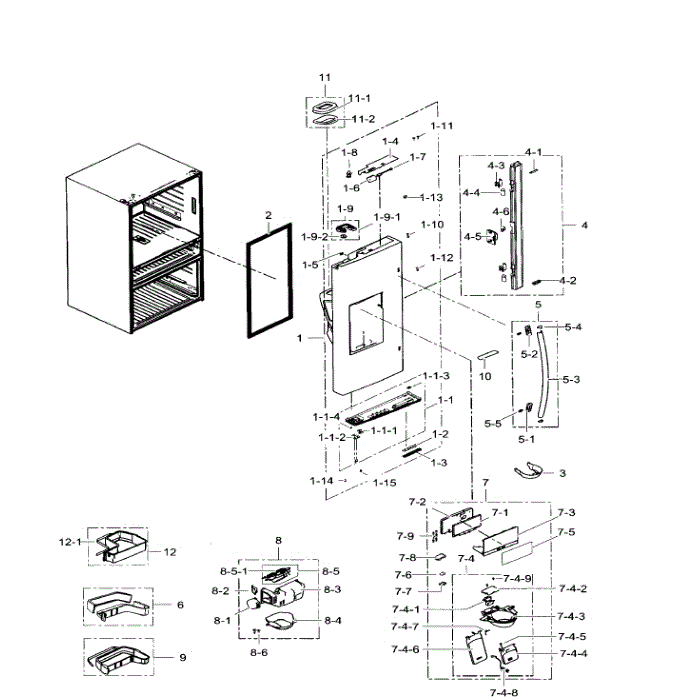 Left Door Diagram and Parts List for RF31FMEDBWW AA-06 Samsung Refrigerator
