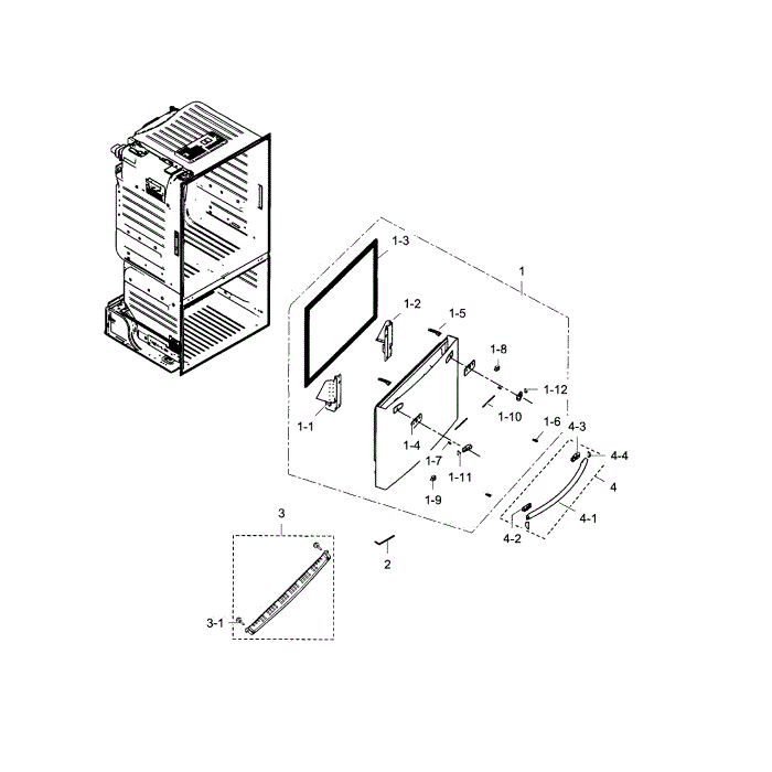 Freezer Door Diagram and Parts List for RF23HCEDBSR AA-02 Samsung Refrigerator