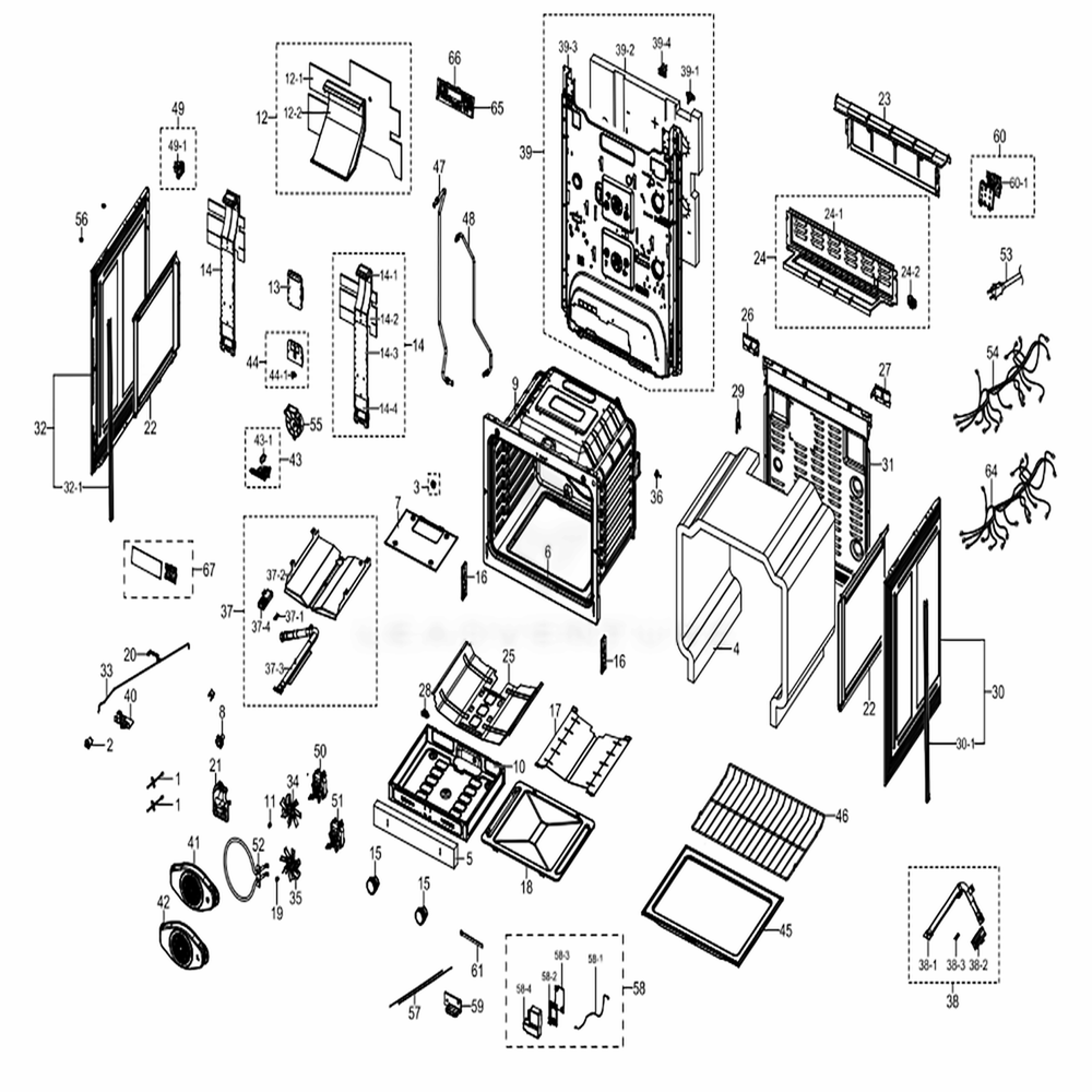 Main Diagram and Parts List for NX58M6850SS (AA)(0001) Samsung Range