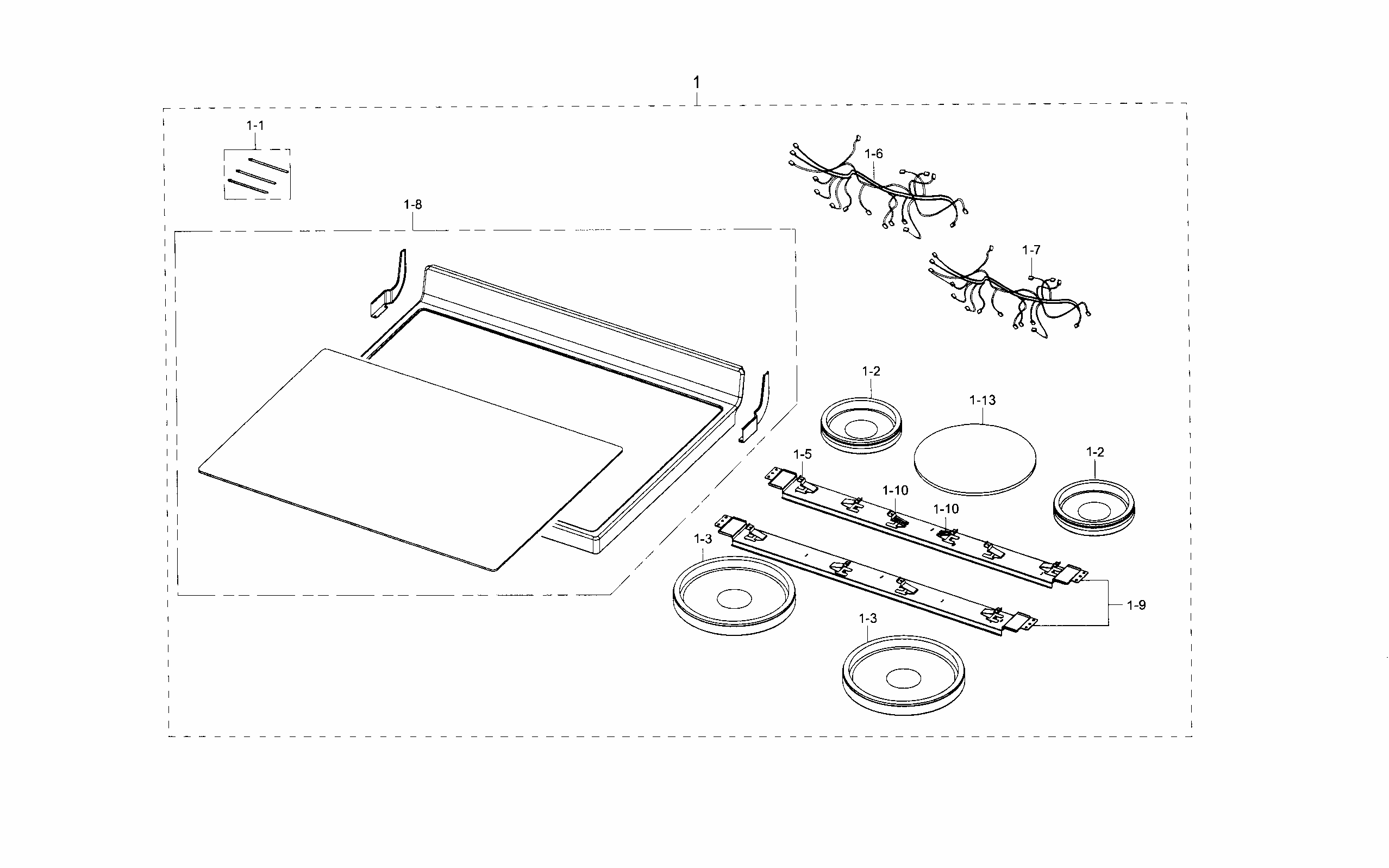 Cooktop Diagram and Parts List for NE594R0ABSR AA-0001 Samsung Range