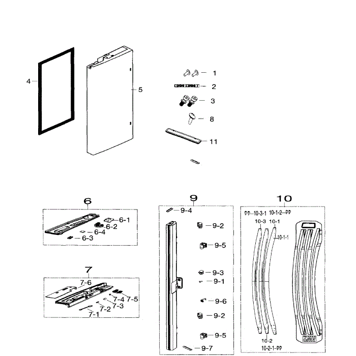 Left Door Diagram and Parts List for RF26HFENDBC AA-00 Samsung Refrigerator