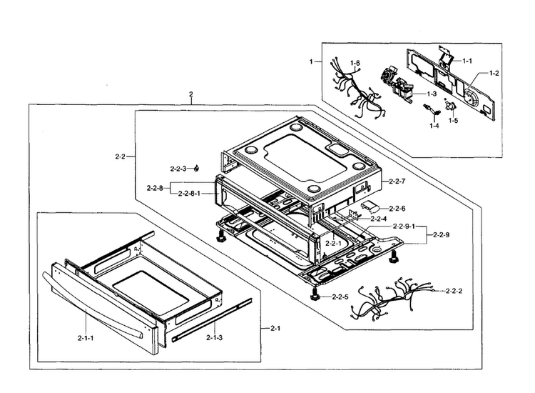 Drawer Diagram and Parts List for NX58F5700WS AA-0001 Samsung Range