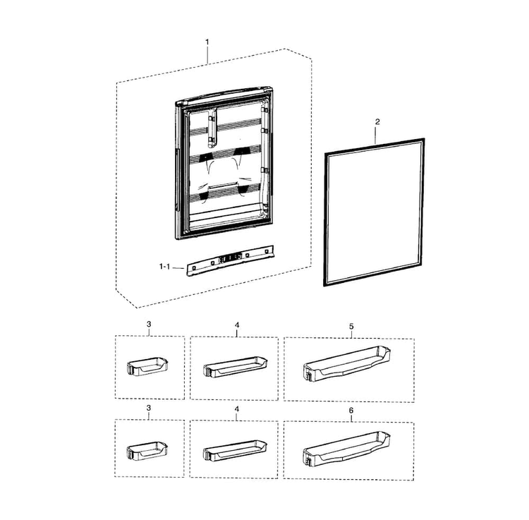 Refrigerator Door Diagram and Parts List for RB215ACPN XAA-0001 Samsung Refrigerator