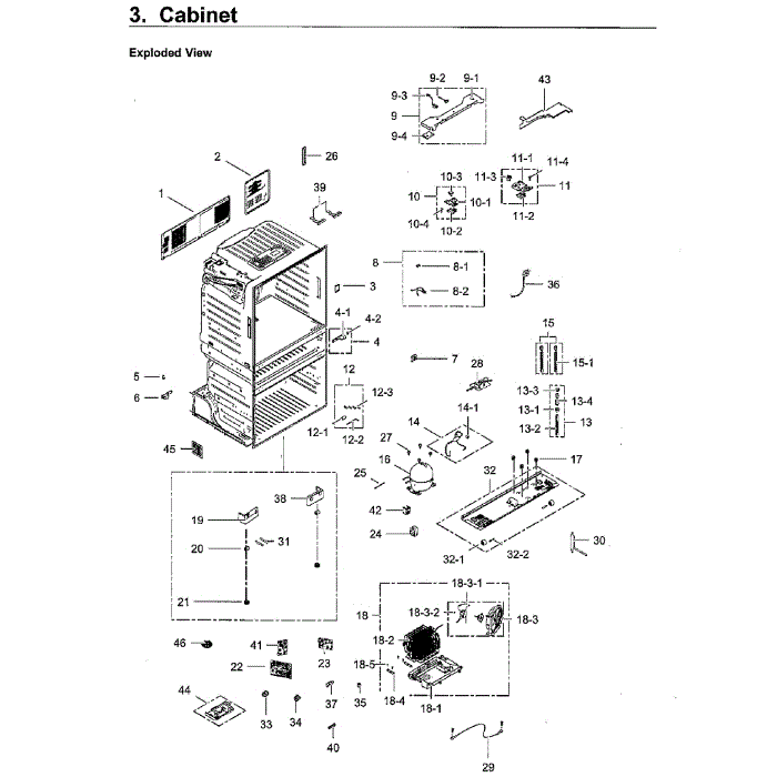Cabinet Diagram and Parts List for RF28HMEDBWW AA-09 Samsung Refrigerator