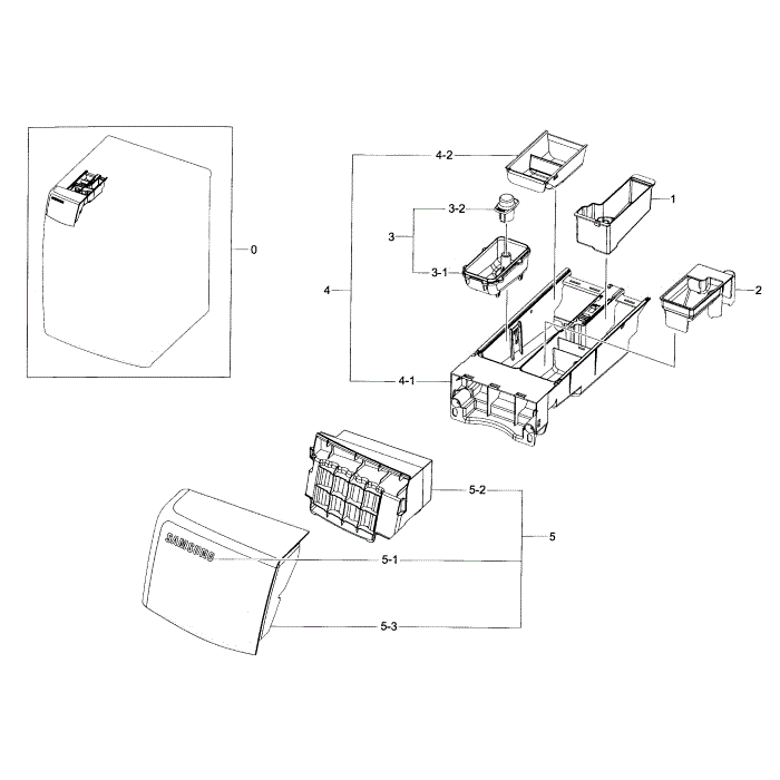 Drawer Diagram and Parts List for WF433BTGJWR A2-00 Samsung Washer