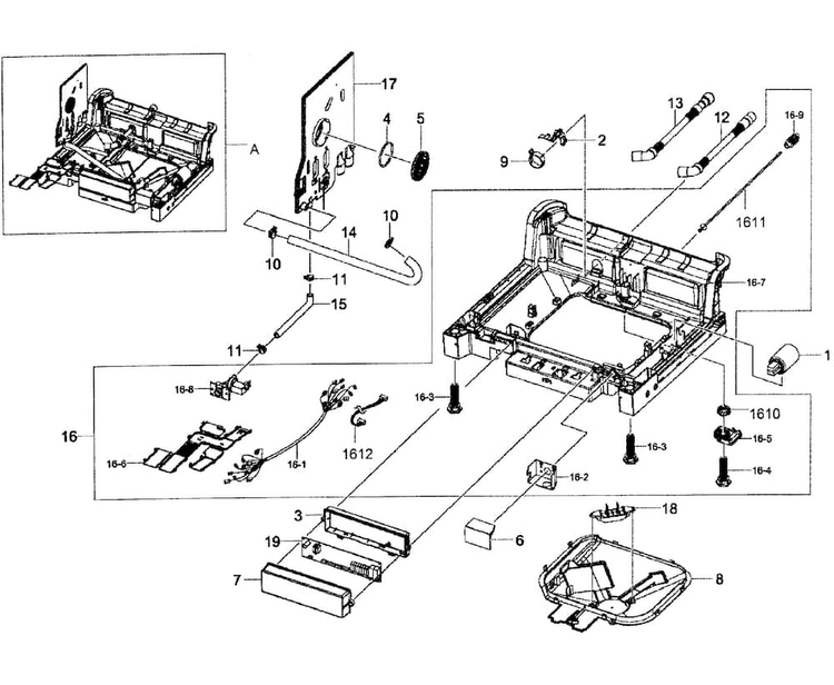 Base Assy Diagram and Parts List for DW80F800UWS AA-0000 Samsung Dishwasher