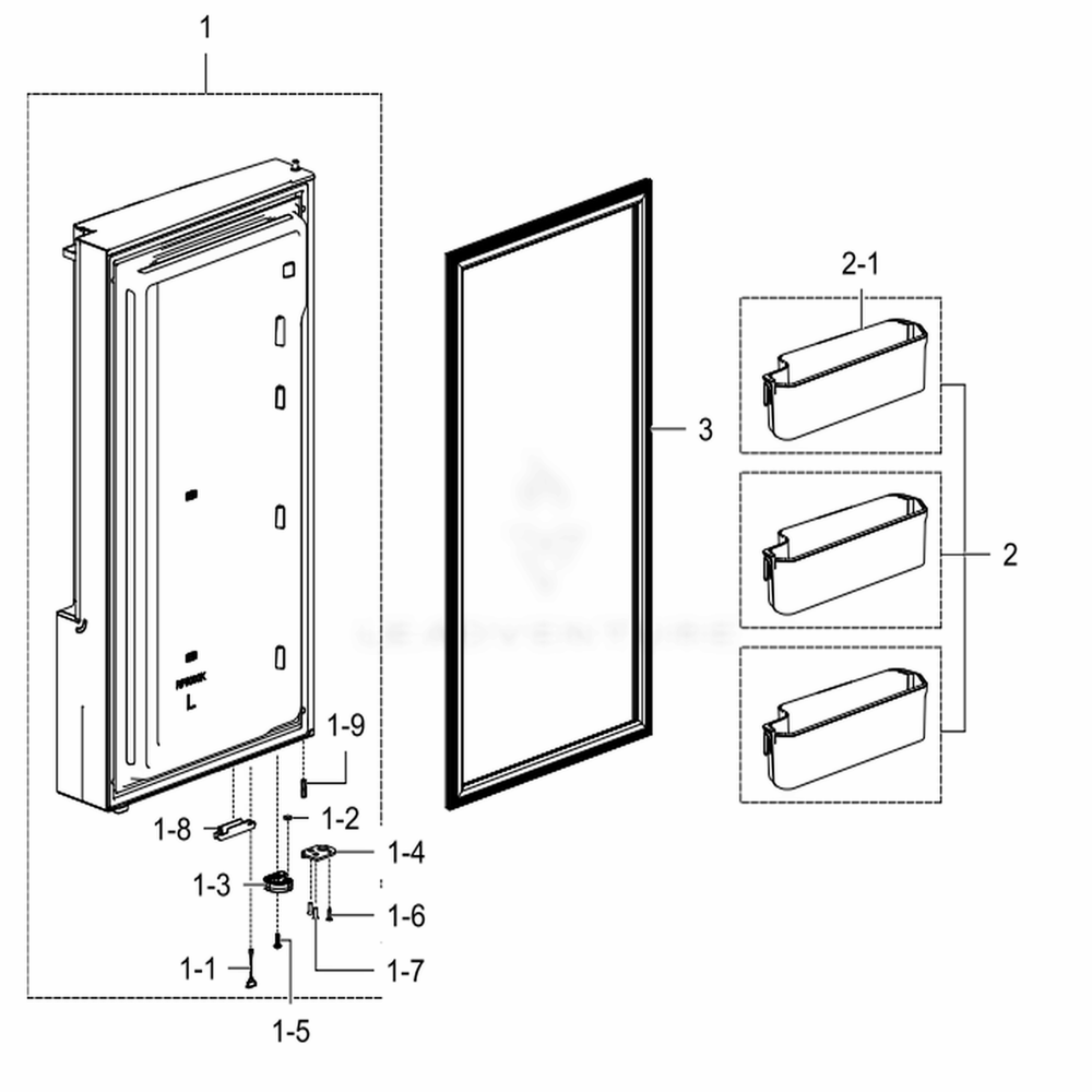 Freezer Door L Diagram and Parts List for RF28K9380SR (AA)(0003) Samsung Refrigerator
