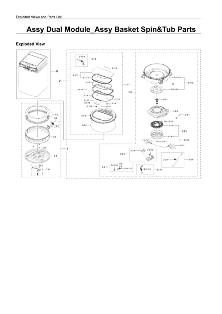 Basket Spin And Tub Assembly Diagram and Parts List for WV55M9600AV A5-03 Samsung Washer