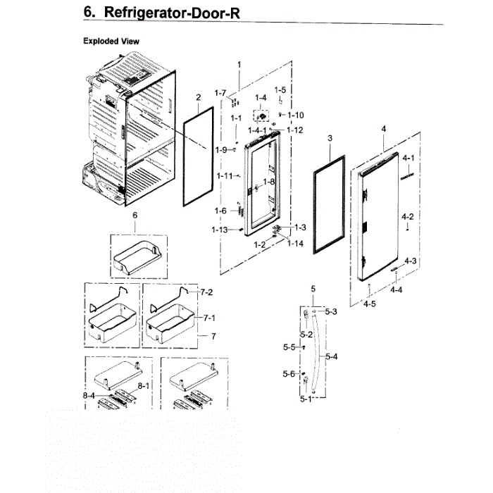 Fridge Door R Diagram and Parts List for RF22KREDBSR AA-02 Samsung Refrigerator