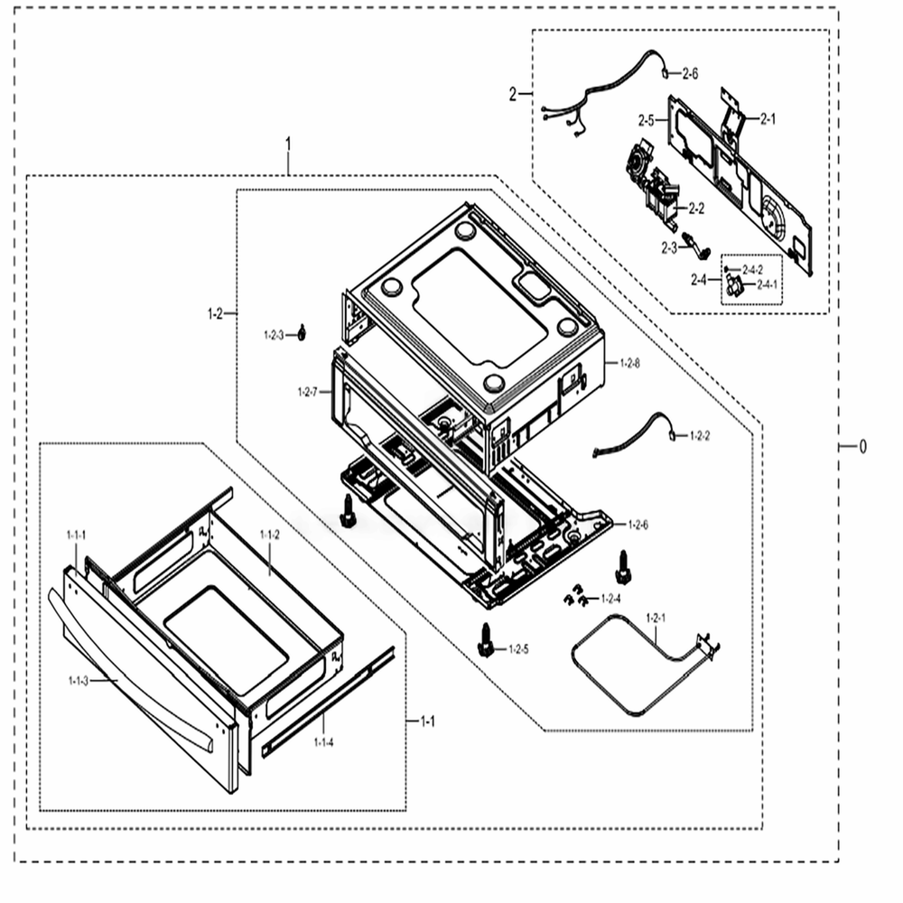 Assembly Drawer Diagram and Parts List for NX58M6650WS (AA)(0001) Samsung Range