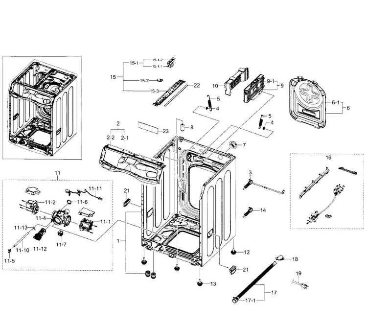 Frame Diagram and Parts List for WF520ABP XAA-0007 Samsung Washer