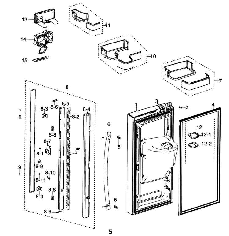 Left Door Diagram and Parts List for RFG297ABBP XAA Samsung Refrigerator
