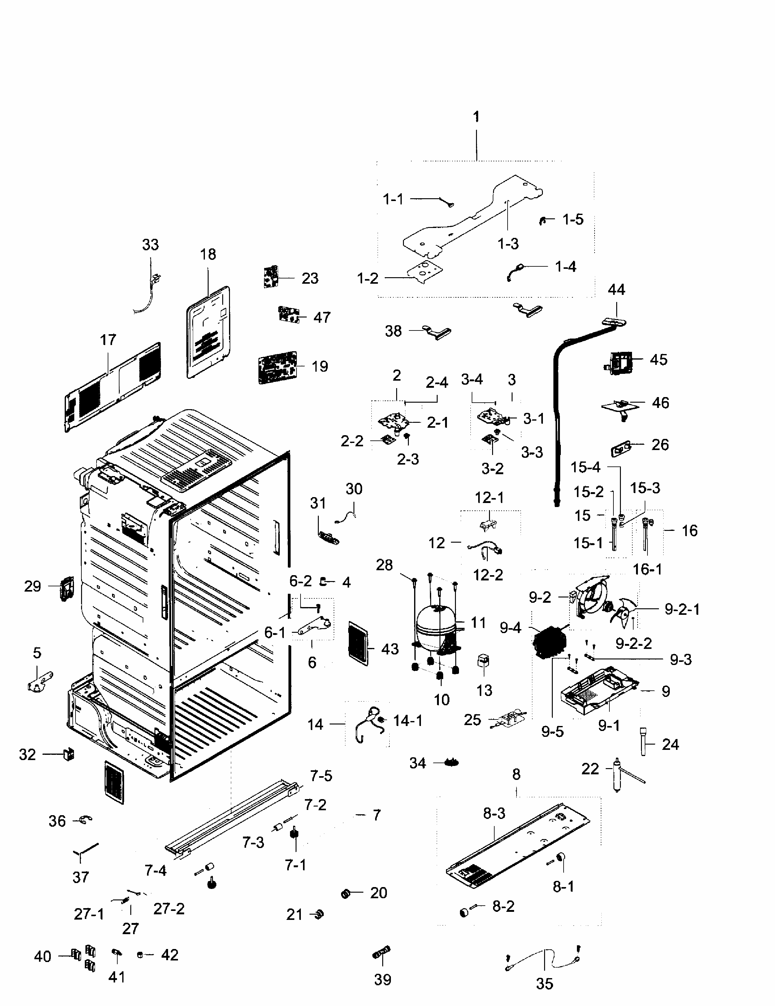 Cabinet Diagram and Parts List for RF28HFEDBSR AA-0004 Samsung Refrigerator