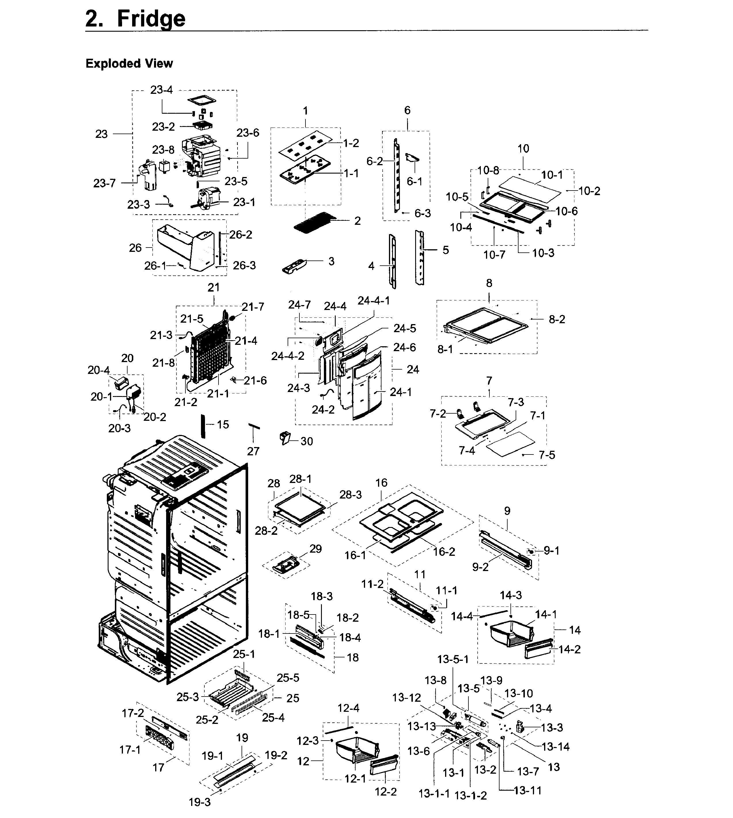 Fridge Diagram and Parts List for RF23HCEDBSR AA-0009 Samsung Refrigerator