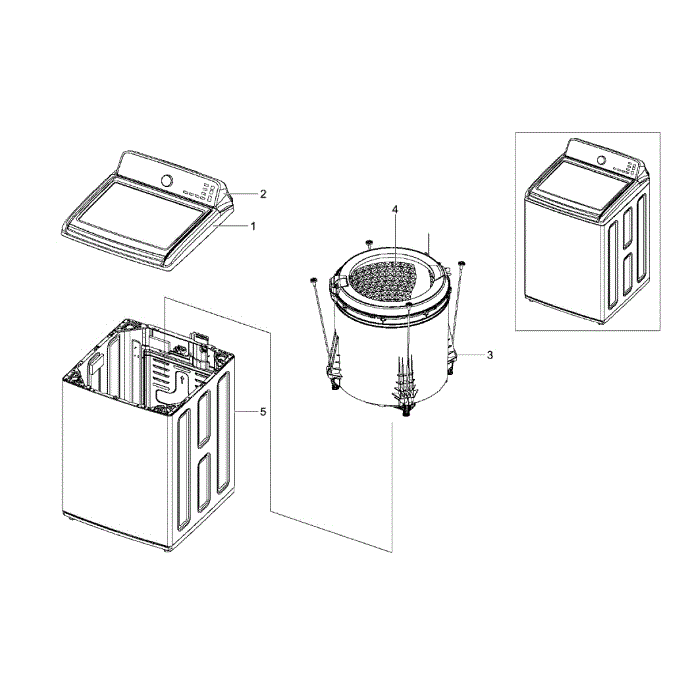 Main Assembly Diagram and Parts List for WA422PRHDWR AA-02 Samsung Washer