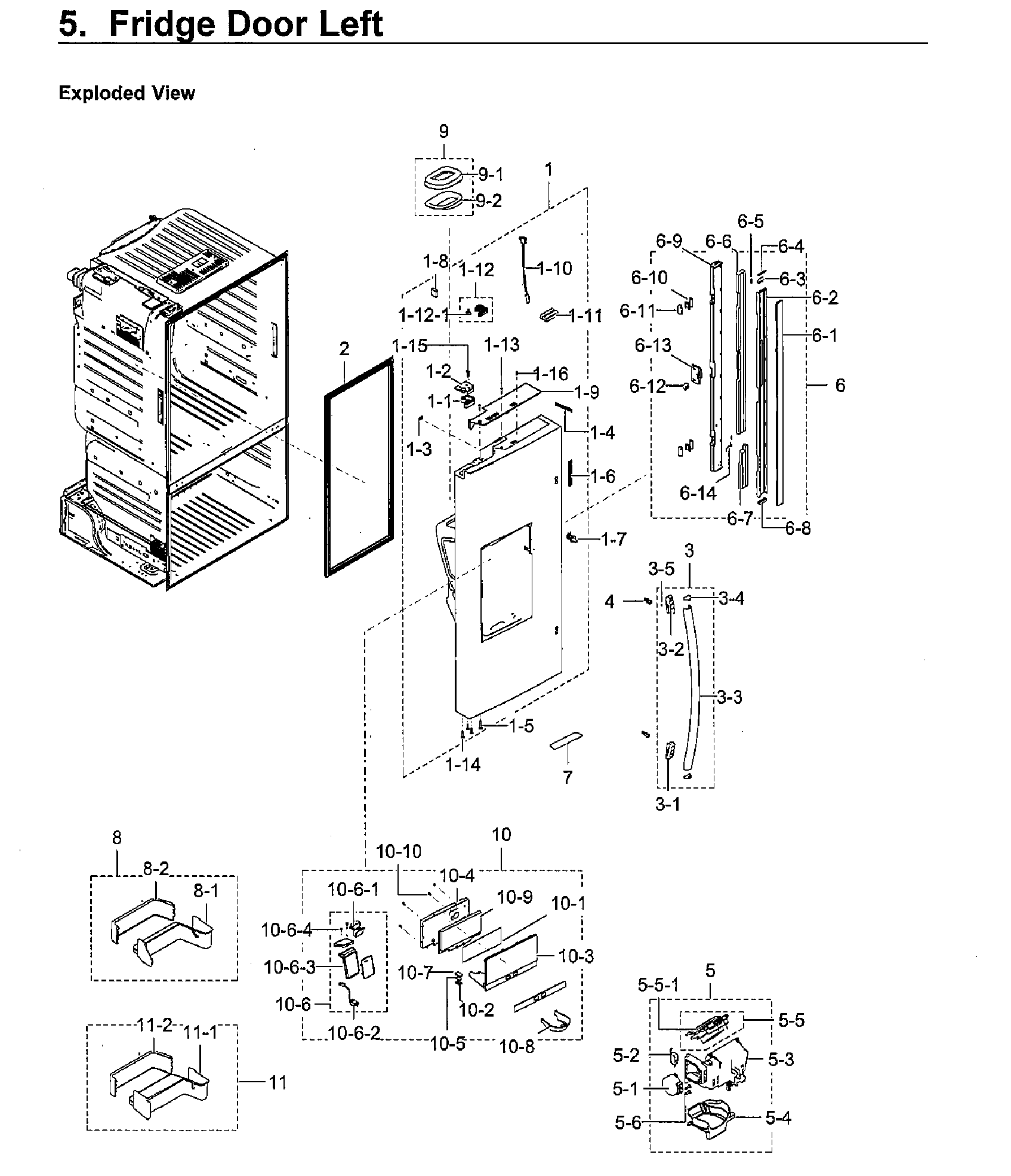 Fridge Door L Diagram and Parts List for RF23HCEDBSR AA-0014 Samsung Refrigerator