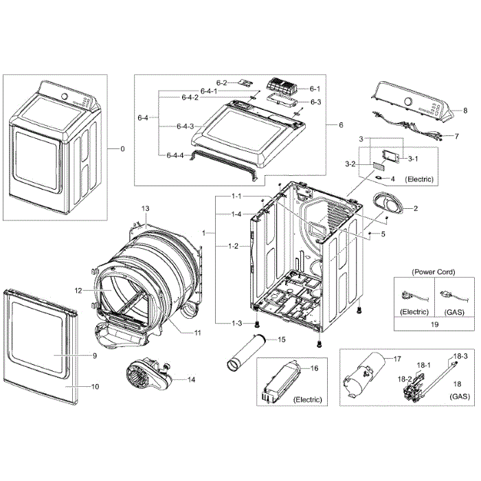 Main Diagram and Parts List for DV45H7000EW A2-02 Samsung Dryer