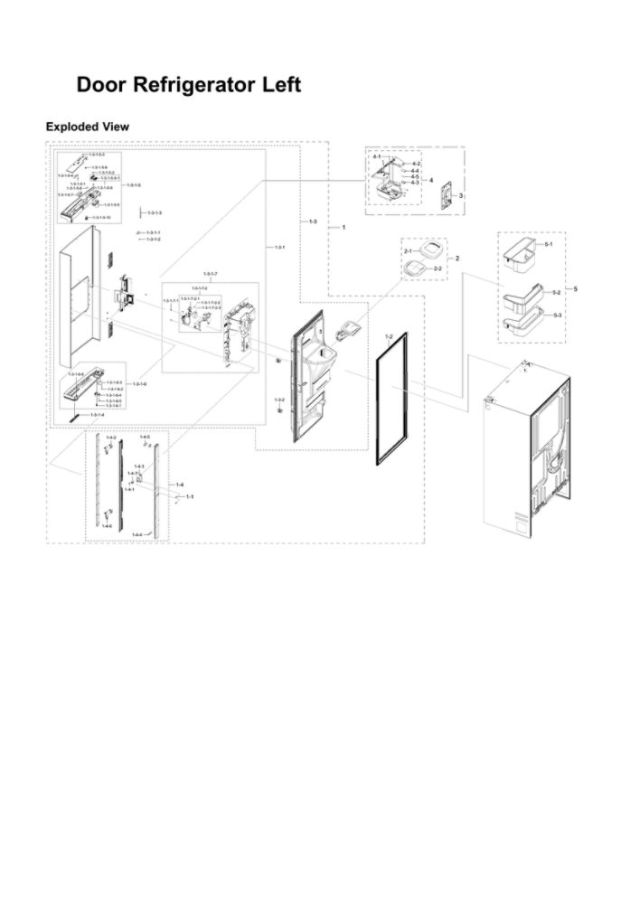 Left Refrigerator Door Parts Diagram and Parts List for RF23R6201SG AA-50 Samsung Refrigerator