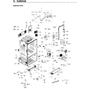 Cabinet Diagram and Parts List for RF23HTEDBSR AA-07 Samsung Refrigerator