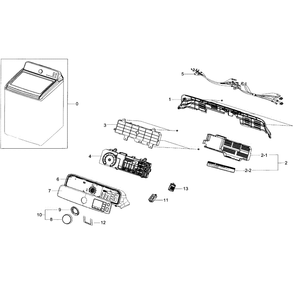 Control Panel Diagram and Parts List for WA48J7770AP A2-01 Samsung Washer