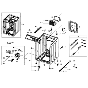 Frame Assembly Diagram and Parts List for WF395BTPAWR A1-01 Samsung Washer