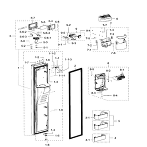 Left Door Diagram and Parts List for RH30H9500SR AA-01 Samsung Refrigerator