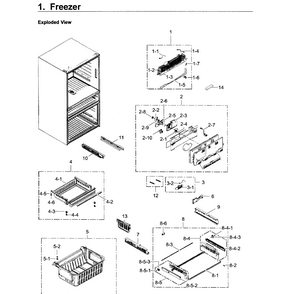 Freezer Diagram and Parts List for RF22KREDBSG AA-0000 Samsung Refrigerator