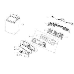 Control Panel Diagram and Parts List for WA56H9000AP A2-0000 Samsung Washer
