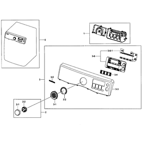 Control Panel Diagram and Parts List for DV393GTPAWR A1-02 Samsung Dryer
