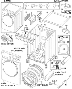 Part Location Diagram of DC97-07516S Samsung Frame Assembly