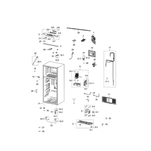 Part Location Diagram of DA61-10521A Samsung Defrost Drain Hose Clip