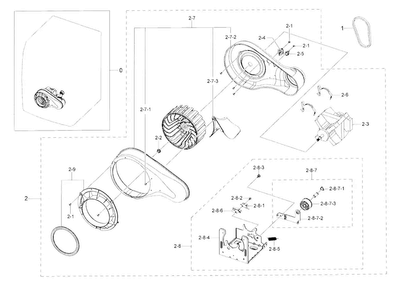 Motor Duct Diagram and Parts List for DV42H5600GP A3-0000 Samsung Dryer