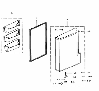 Freezer Door Left Diagram and Parts List for RF34H9960S4 AA-0003 Samsung Refrigerator